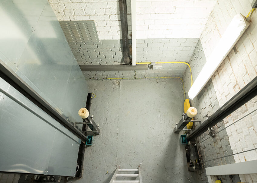 Lift Installation Bournemouth Marritt Highcliff Hotel, lift pit painted grey