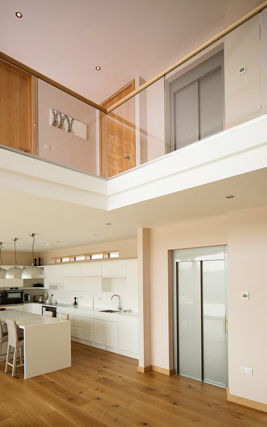 Lift Installation Derbyshire at Broadstone Holt, passivhaus House, lift outer doors