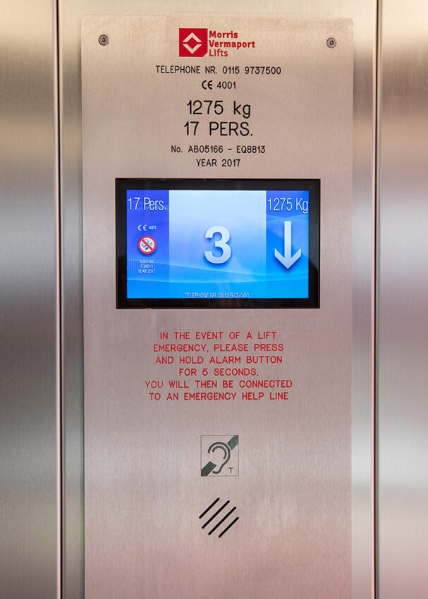 Lift Installation Lincoln Transport Hub for Willmott Dixon, Lift LCD screen indicator
