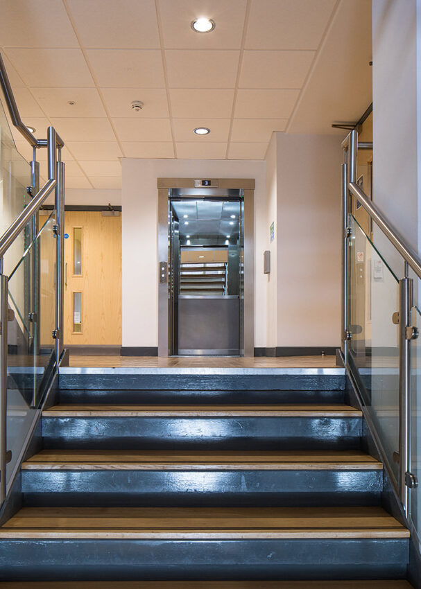 Lift Installation Nottingham trent university chauser building MV Lifts Ecocell Evacuation Lift. lift interior
