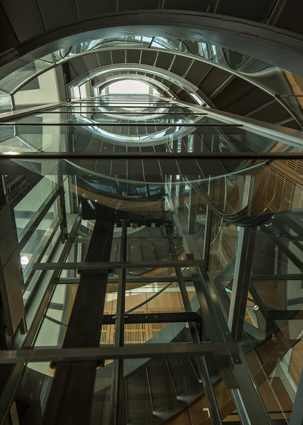 Lift Installation Oxford, dickson Poon university of oxford china centre building, glass lift shaft