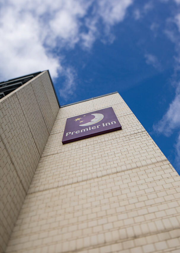Lift Installation Nottingham Arena Premier Inn, premier in signage