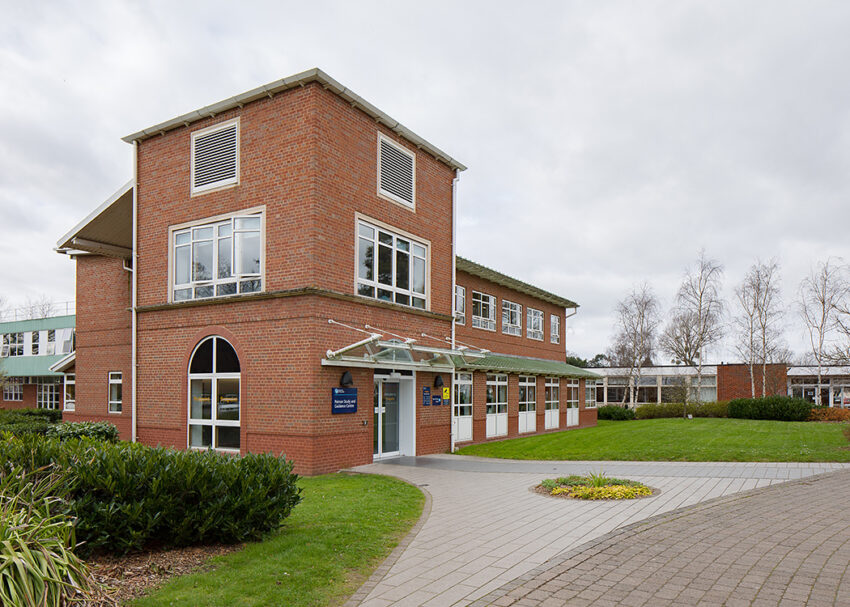 Lift Installation worcester at University of Worcester Edward Elgar Building, view of building from the front
