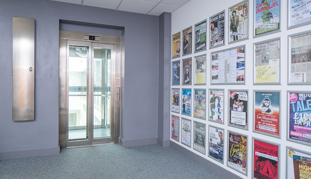 Lift Installation Melton Mowbray, leicestershire, Brooksby Melton College, scenic glass lift doors