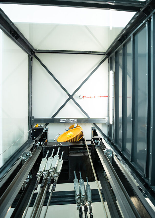 Glass Lift Installation Nottingham Trent University, University Hall , lift shaft