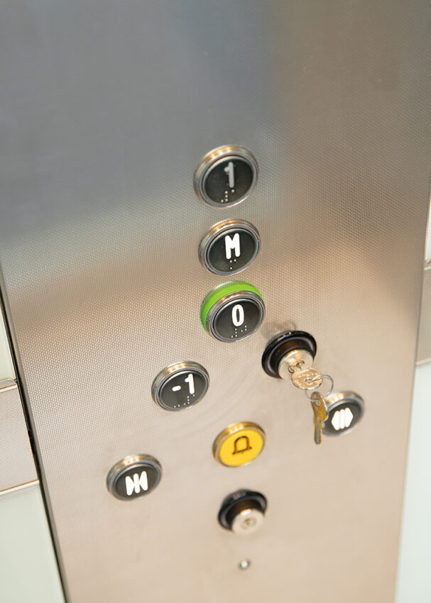 Glass Lift Installation Nottingham Trent University, University Hall, lift operating panel