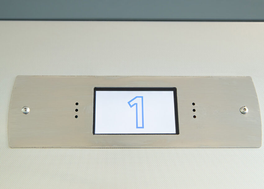 Glass Lift Installation Nottingham Trent University, University Hall, lift floor indicator