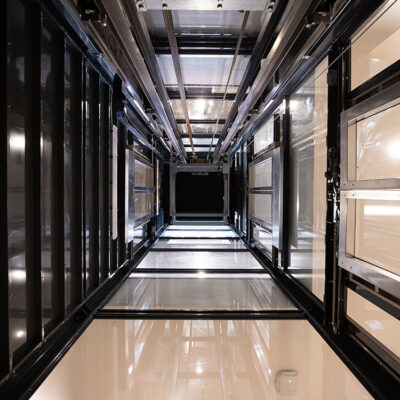 Glass Lift Installation Nottingham Trent University, University Hall, glass lift shaft