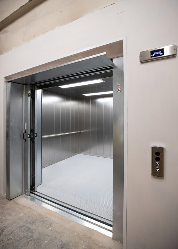Goods Lift Installation Sheffield for the Britsih Heart Foundation, lift entrance