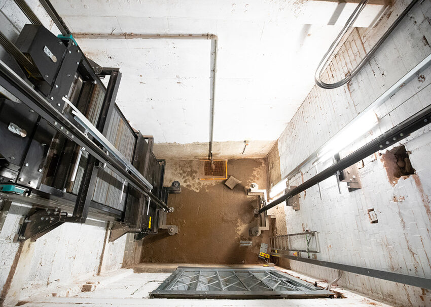 Goods Lift Installation Sheffield for the Britsih Heart Foundation, Lift pit