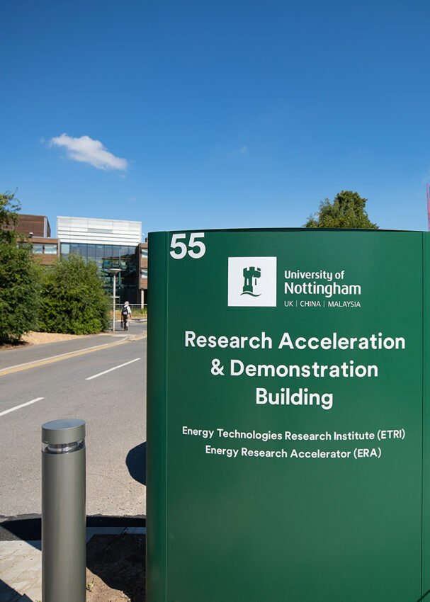 Lift Installation at the University of Nottingham RAD building by MV Lifts, sign