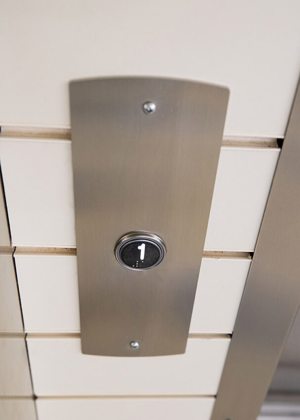 Lift Installation in Scarborough at Boyes department store, lift call button