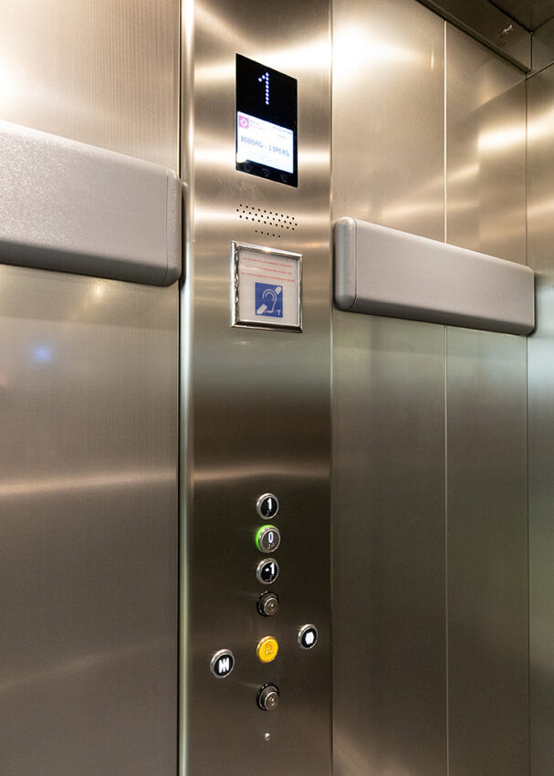 Lift Installation in Scarborough at Boyes department store, lift push buttons