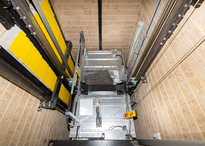Lift Installation at Blackfriars Cambridge, lift car top
