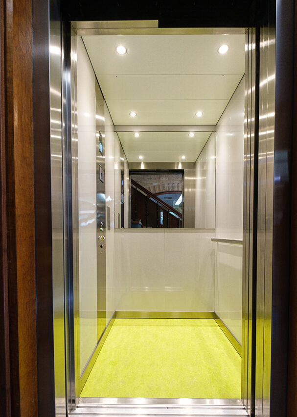Lift Installation Cambridgeshire at St Neots Library, lift car lining