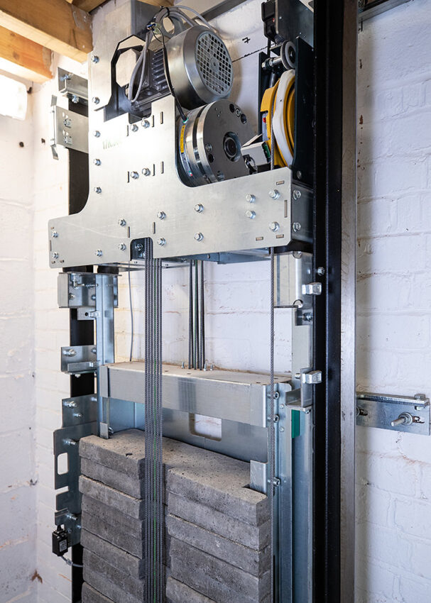 Home Lift Installation at Car Colston Hall Stud, traction lift weights