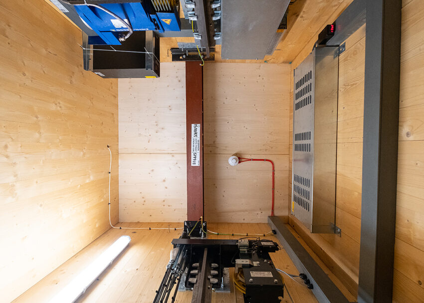 Lift Installation for kier construction at Histon and Impington primary school, lift shaft