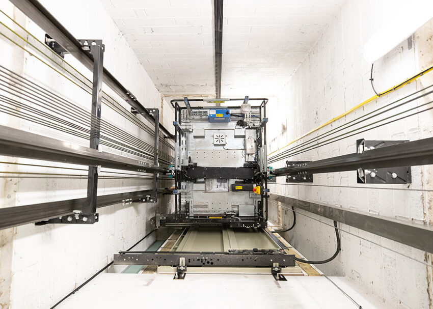 Lift Installation Loughborough University at Rolls Royce University Technology Centre (UTC), lift car top