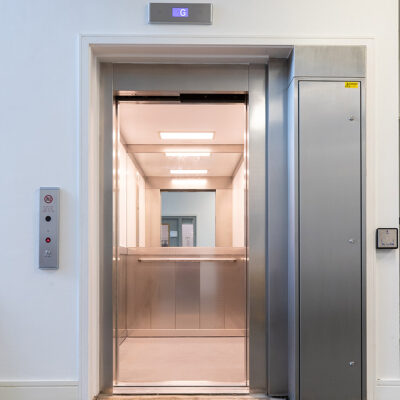 Lift Replacement showing new lift interiror and control panel