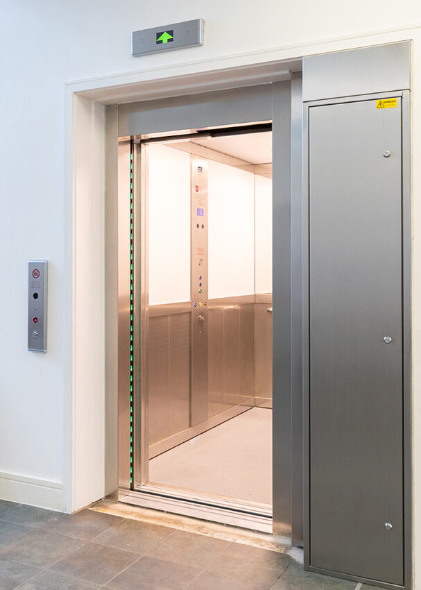 Lift Replacement at the University of Derby , lift interior mirror