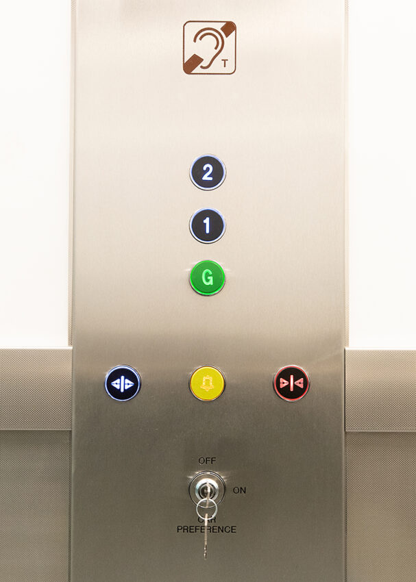 Lift Replacement at the University of Derby, lift push buttons