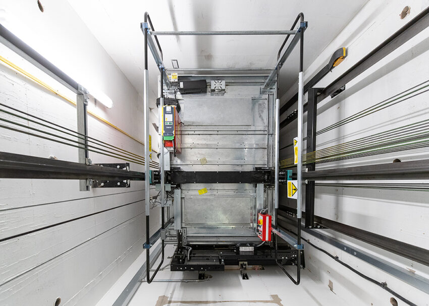 Lift Replacement at the University of Derby , lift car top safety rail