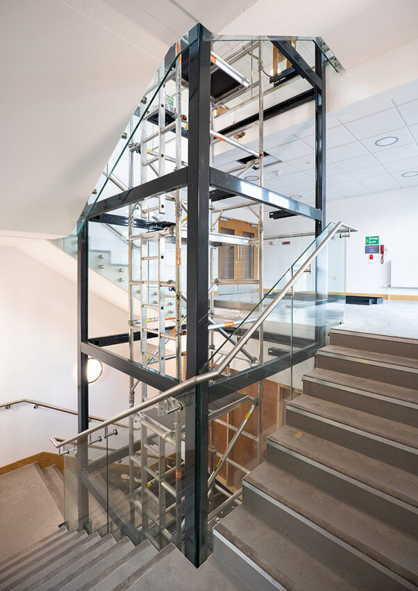 Steel lift structure for lift installation at University of Nottingham