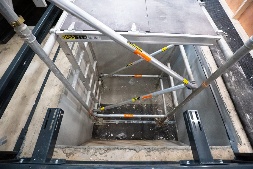 Steel lift structure for lift installation at University of Nottingham