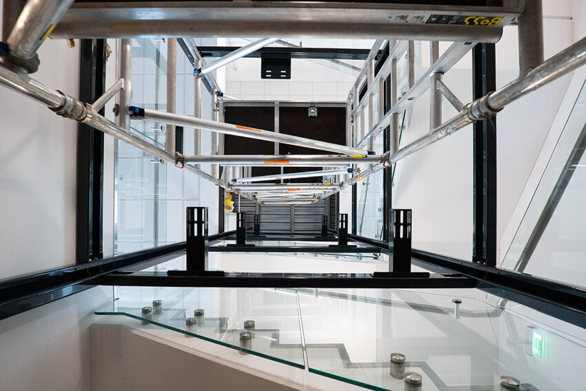 Steel lift structure for lift installation at University of Nottingham