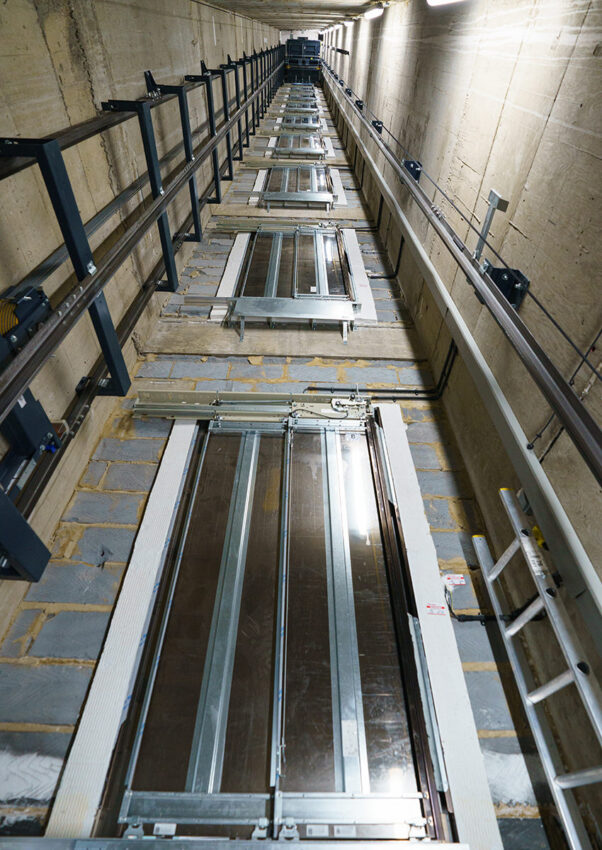 nine floor Lift shaft at wilson corner, by MV Lifts