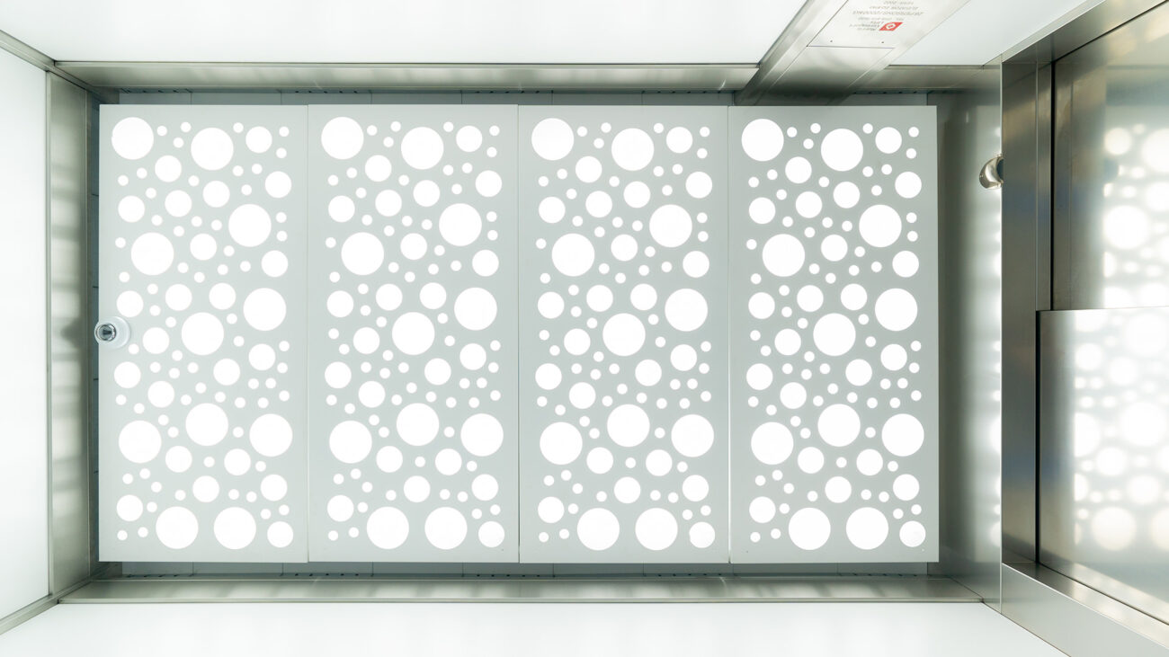 LED roof lighting inside lift car installed by MV Lifts