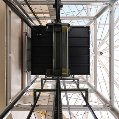 Scenic Glass lift installation Merry Hill shopping centre dudley, MV Lifts.